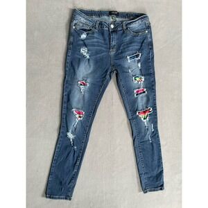 Judy Blue Jeans Womens 15 Blue Skinny Fit Patchwork Distressed 30x27